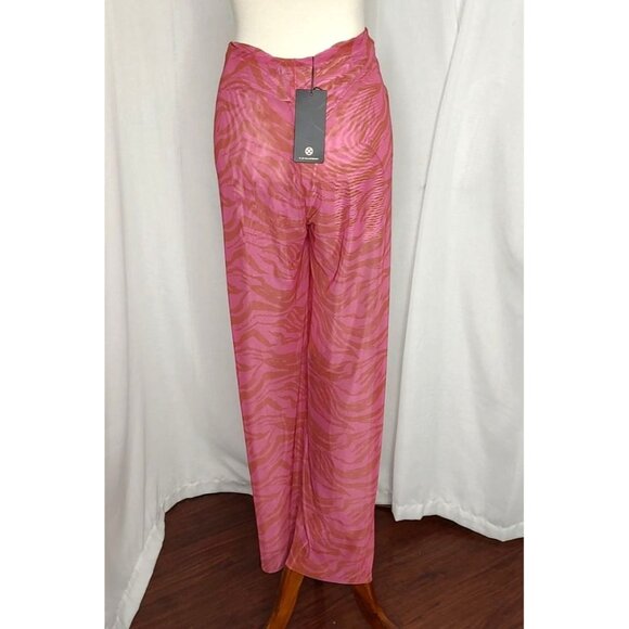 VIX Cover Up Pareo Pants L Pink Mesh Diani Zebra Sheer Resortwear - Picture 7 of 10